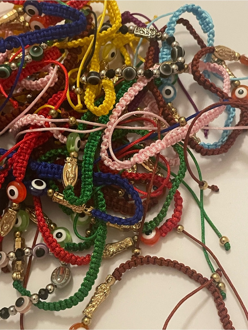 40 Handmade Evil Eye Beaded Cord Bracelets Sets Adjustable